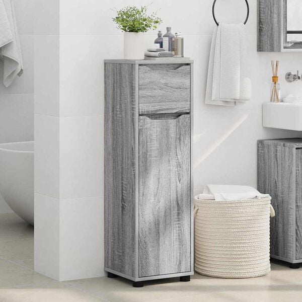 vidaXL Bathroom Cabinet Grey Sonoma 30.5 x 30 x 101 cm Engineered Wood