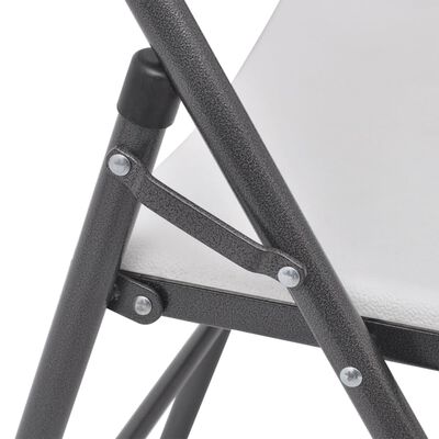 vidaXL Folding Garden Chairs 4 pcs Steel and HDPE White