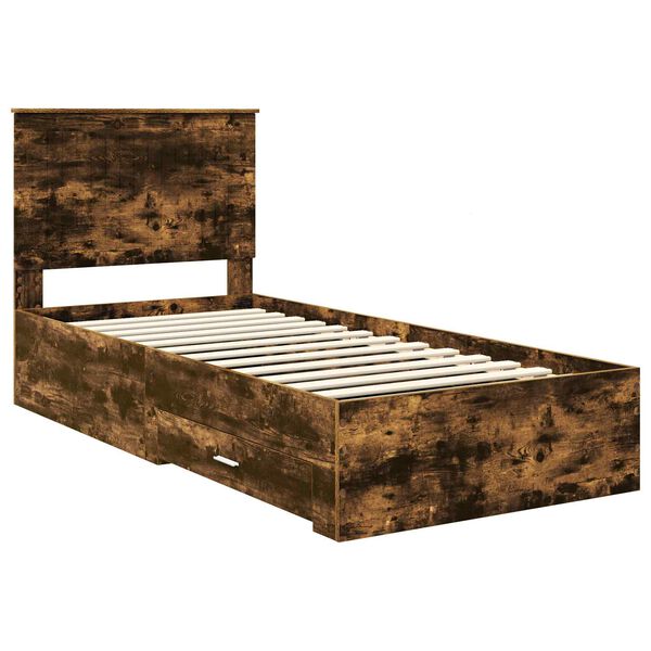 vidaXL Bed Frame with Headboard Smoked Oak 90 x 190 cm Engineered Wood