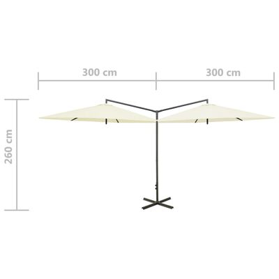 vidaXL Double Parasol with Steel Pole Sand 600 cm