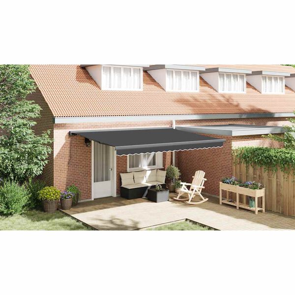 vidaXL Retractable Awning Anthracite 4x3 m Fabric and Aluminium