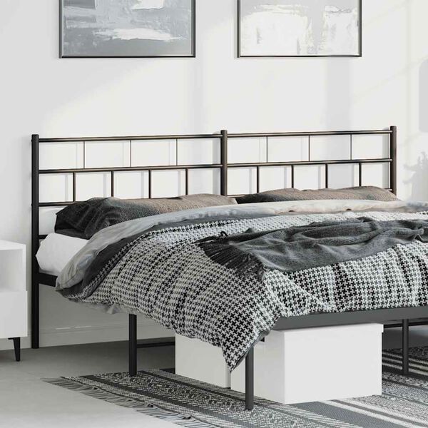 vidaXL Metal Headboard Black 193 cm