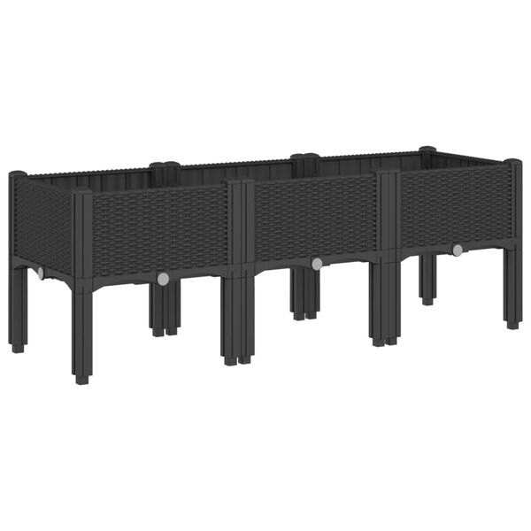 vidaXL Garden Planter with Legs Black 120x40x42 cm PP