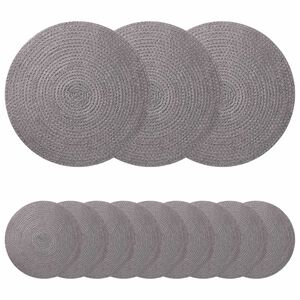 vidaXL Jute Placemets 12 pcs Grey 100% Tossa Jute
