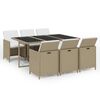 vidaXL 7 Piece Garden Dining Set with Cushions Poly Rattan Beige