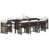 vidaXL Garden Dining Set 9 pcs Brown Poly Rattan