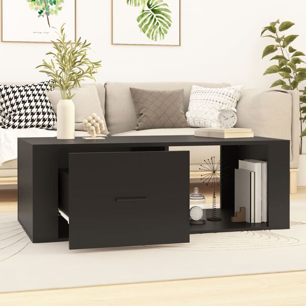 vidaXL Coffee Table Black 100x50.5x35 cm Engineered Wood