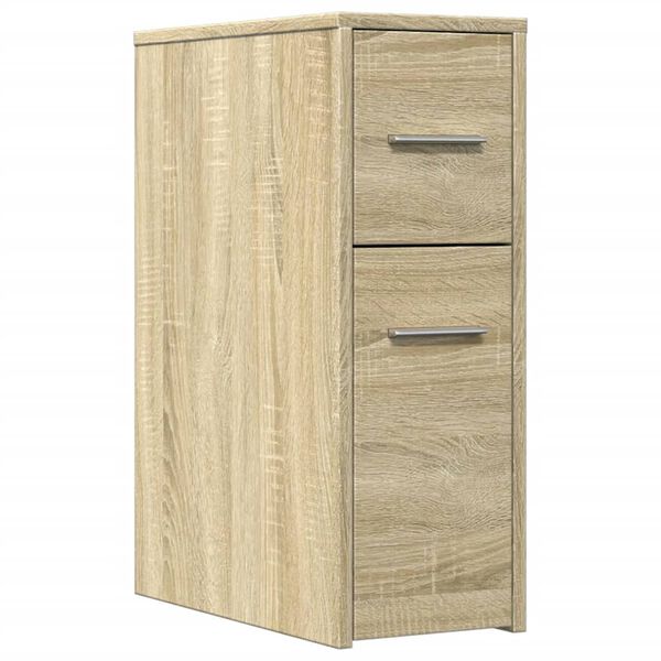 vidaXL Narrow Bathroom Cupboard with Wheels Sonoma Oak Engineered Wood