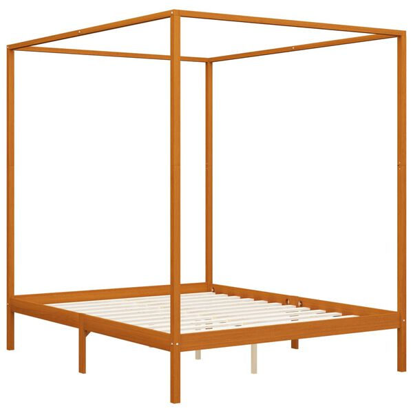 vidaXL Canopy Bed Frame without Mattress Solid Pine Wood 160x200 cm (283260+2x321987)