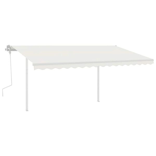 vidaXL Manual Retractable Awning with Posts 4x3 m Cream