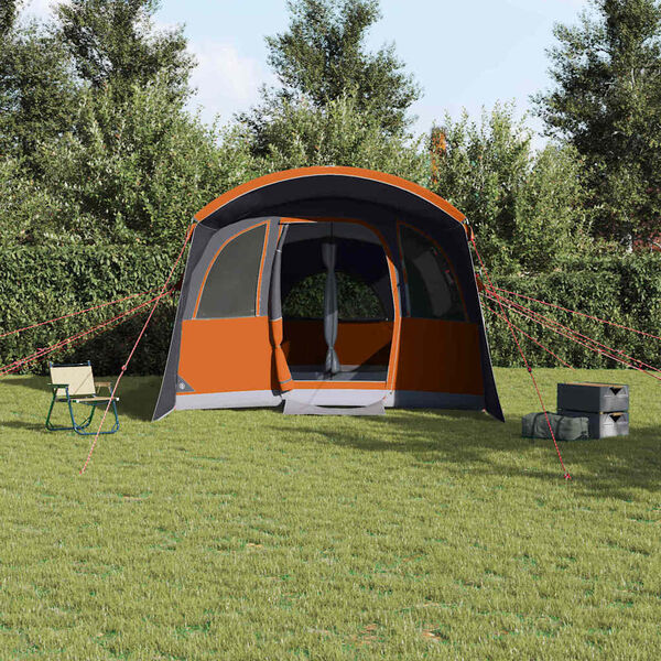 vidaXL Family Tent with Roof Grey and Orange 576 x 325 x 213 cm