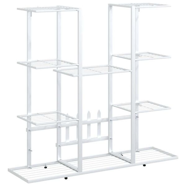 vidaXL Flower Stand 94.5x25x89 cm White Iron