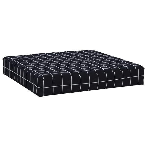 vidaXL Pallet Cushion Black Check Pattern 60x60x8 cm Oxford Fabric