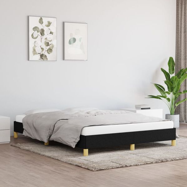 vidaXL Bed Frame without Mattress Black 135x190 cm Double Double Fabric