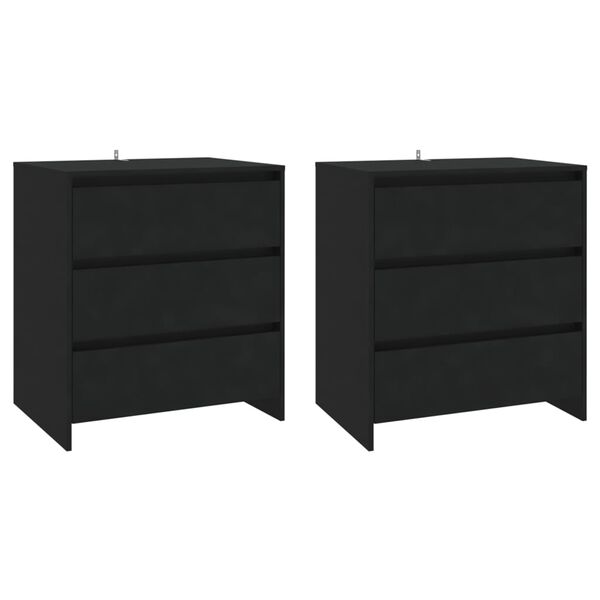 vidaXL 3 Piece Sideboard Black Engineered Wood