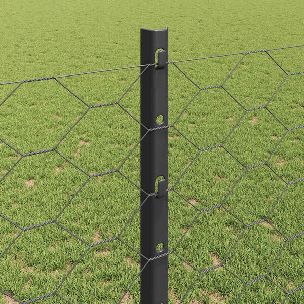 vidaXL Fence with Post Grey 1.2 x 100 m Steel and PVC