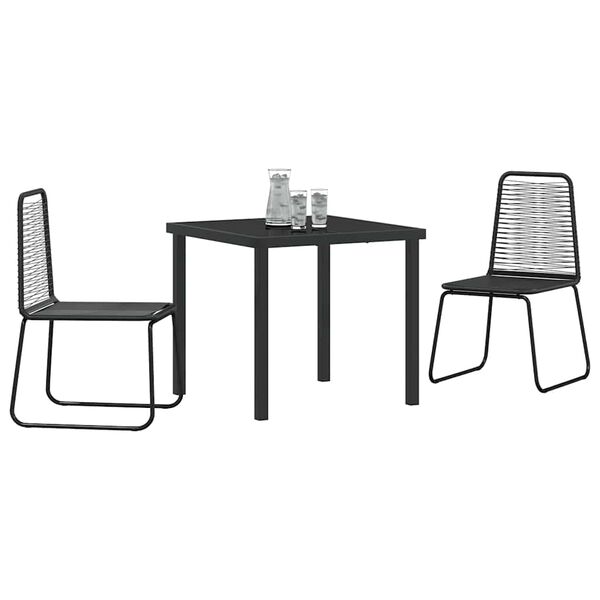 vidaXL Garden Dining Set 3 pcs Black Powder-Coated Steel