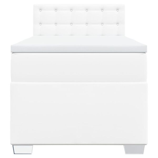 vidaXL Box Spring Bed with Mattress White 90x190 cm Faux Leather