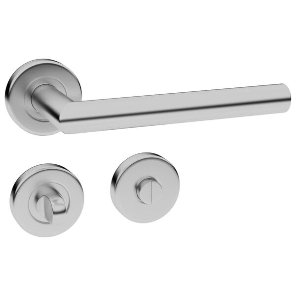 vidaXL Door Handle Set with WC Lock Stainless Steel