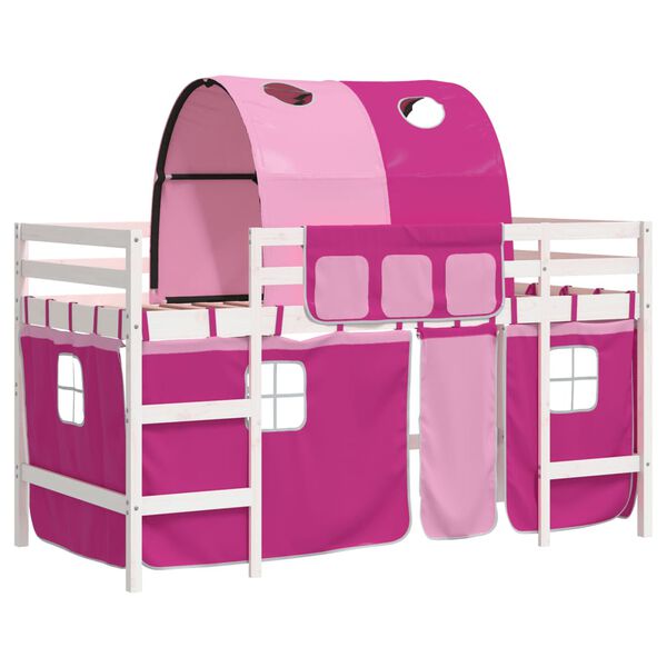 vidaXL Kids' Loft Bed with Tunnel without Mattress Pink 90x190cm