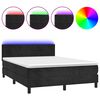 vidaXL Box Spring Bed with Mattress&LED Black 140x190cm Velvet