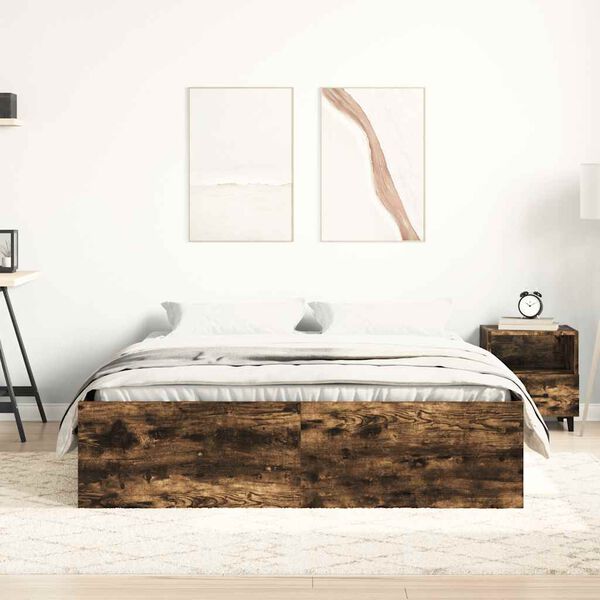 vidaXL Bed Frame without Mattress Smoked Oak 140x190 cm