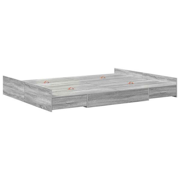 vidaXL Storage Bed Frame Grey Sonoma 160 x 200 cm Engineered Wood