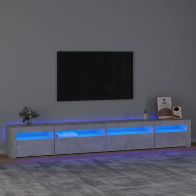 vidaXL TV Cabinet with LED Lights Concrete Grey 270x35x40 cm