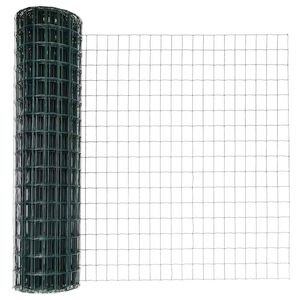 vidaXL Euro Fence with Post 10 x 1.4 m PVC-Coated Steel Green Mesh