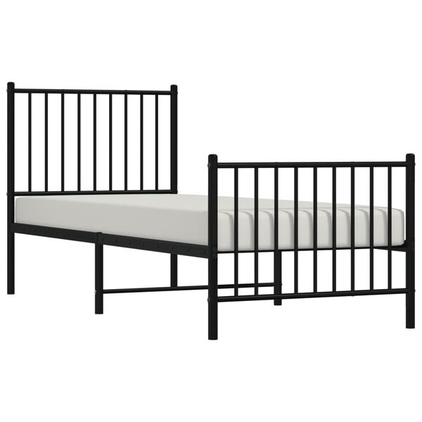 vidaXL Metal Bed Frame without Mattress with Footboard Black 80x200cm