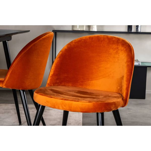 Venture Home Dining Chairs 2 pcs Velvet Velvet Black and Rusty Orange