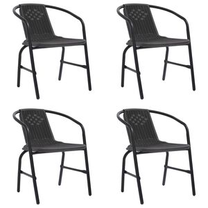vidaXL Garden Chairs 4 pcs Plastic Rattan and Steel 110 kg