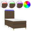 vidaXL Box Spring Bed with Mattress&LED Dark Brown 80x200 cm Fabric