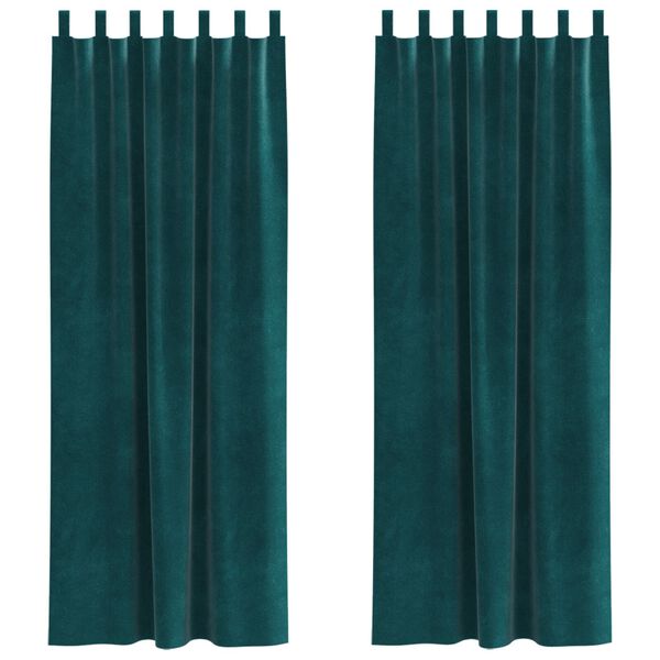 vidaXL Blackout Curtains 2 pcs Dark Green 140 x 260 cm Velvet