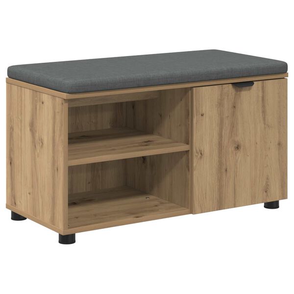 vidaXL Hall Bench with Cushion with Shelf Artisan Oak 80 x 38 x 46 cm