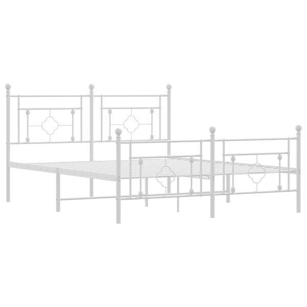 vidaXL Metal Bed Frame without Mattress with Footboard White 160x200cm