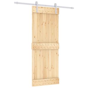 vidaXL Sliding Door Natural and White 80 x 210 cm Solid Pine Wood