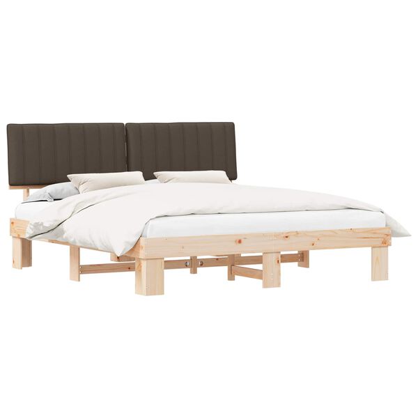 vidaXL Bed Frame with Upholstered Headboard Taupe 180 x 200 cm