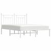 vidaXL Metal Bed Frame without Mattress with Headboard White 150x200cm