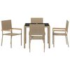 vidaXL Garden Dining Set 5 pcs Beige Poly Rattan