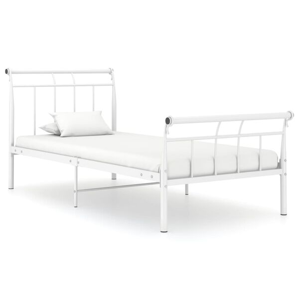 vidaXL Bed Frame without Mattress White Metal 100x200 cm