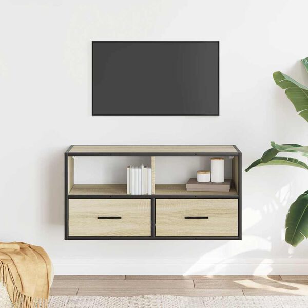 vidaXL TV Cabinet Sonoma Oak 80x31x39.5 cm Engineered Wood and Metal