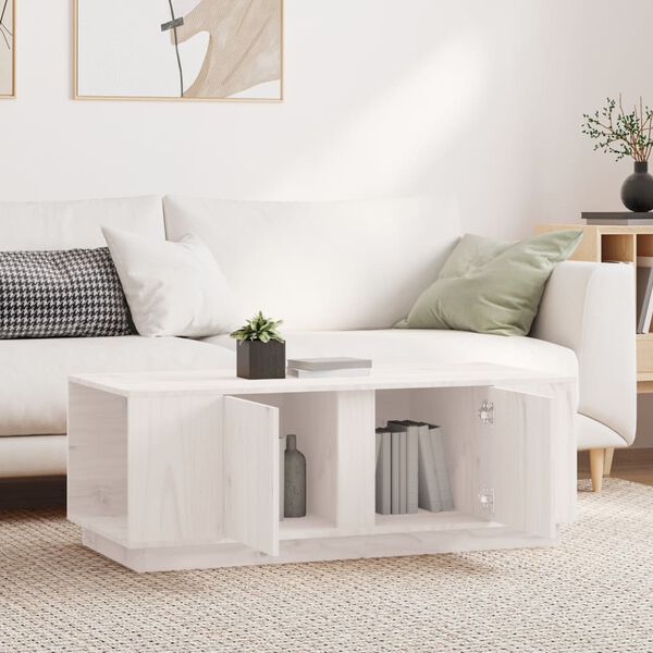 vidaXL Coffee Table White 110x50x40 cm Solid Wood Pine