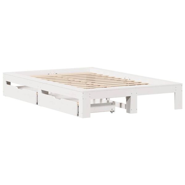 vidaXL Bed Frame without Mattress White 135x190 cm Double Solid Wood Pine