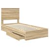vidaXL Storage Bed with Drawer Sonoma Oak 90 x 200 cm Engineered Wood