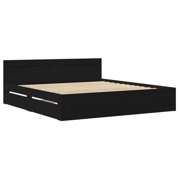 vidaXL Bed Frame with Headboard without Mattress Black 200x200 cm