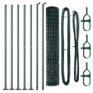 vidaXL Euro Fence with Concrete Base 10 x 1.4 m PVC-Coated Steel Green