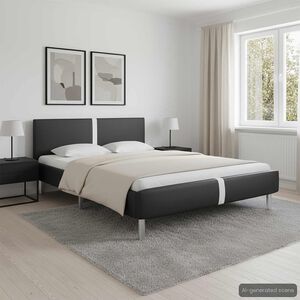 vidaXL Bed Frame without Mattress Black Faux Leather 135x190 cm