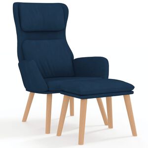 vidaXL Relaxing Chair with a Stool Blue Velvet