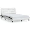 vidaXL Bed Frame with LED without Mattress "Hvar" White and Black 140x190 cm